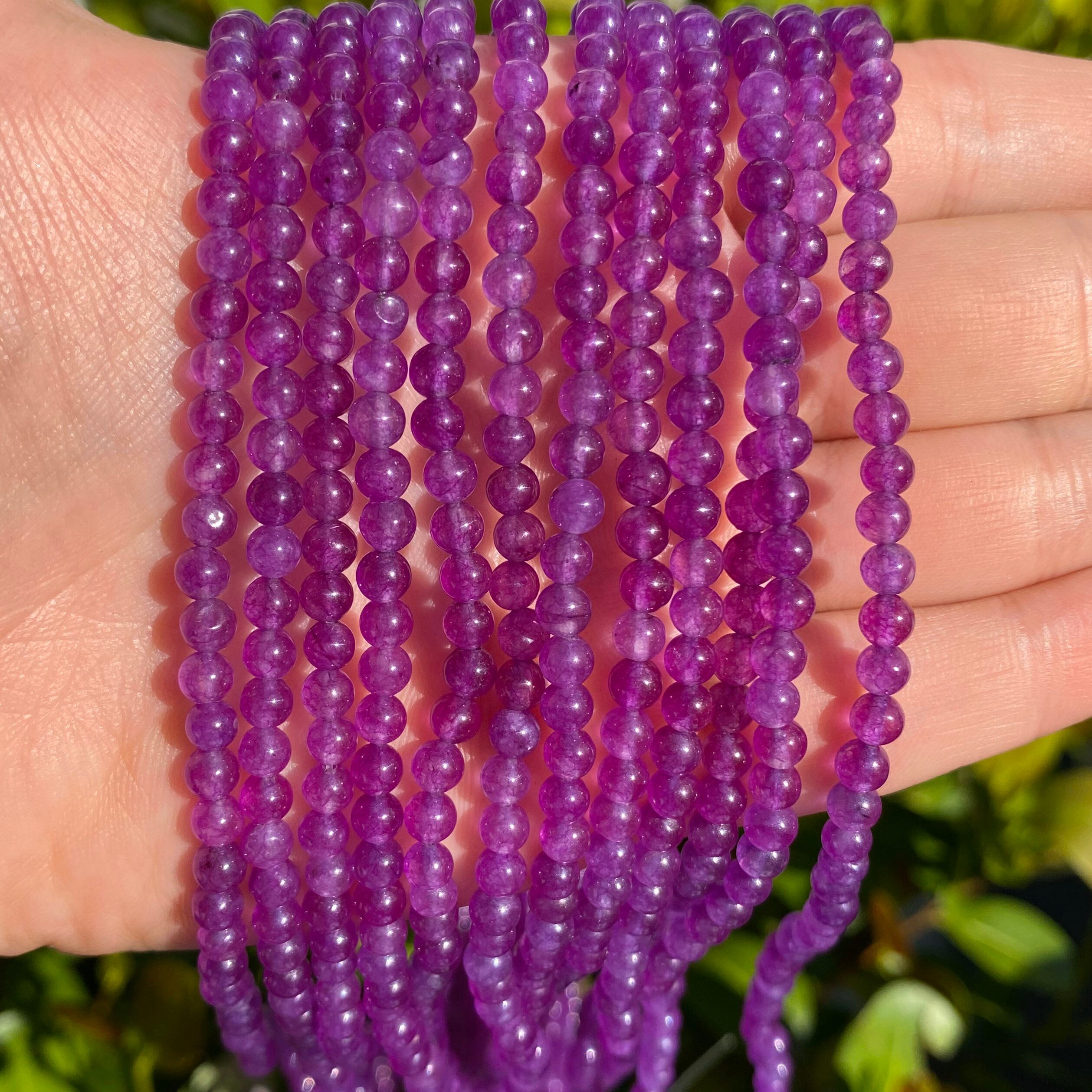 Purple Jade Beads Round Natural Gemstone Loose Beads Sold by 15