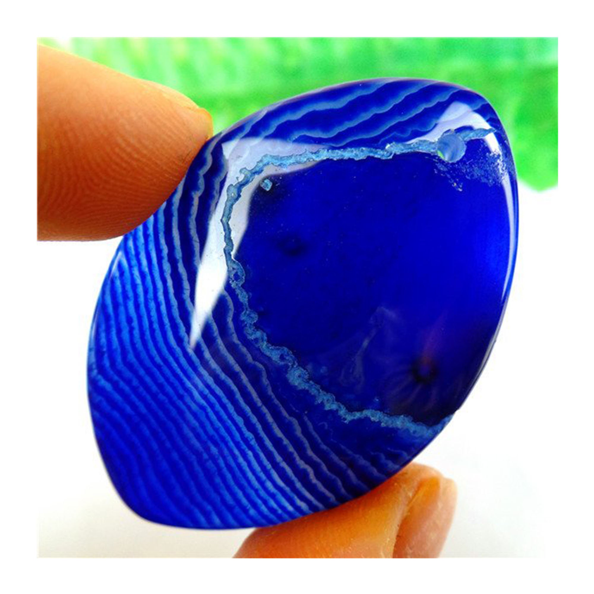Blue Stripes Agate Horse Eye Gemstone Pendant Focal Bead 45x31x7mm AM94105