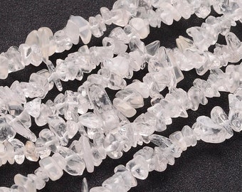 Clear Quartz Chips Beads | Natural Gemstone Beads | Sold by 32 Inch Strand | Size 5~13mm | Hole 0.5mm