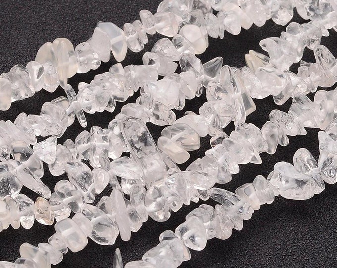 A Grade Natural Clear Quartz Gemstone Chips Beads | Sold by 32 Inch Strand | Size 5~8mm | Hole 0.5mm