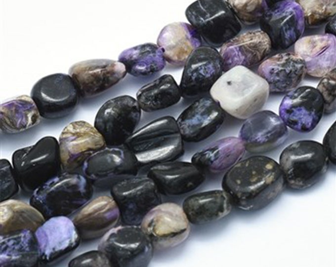 Grade A Natural Purple Charoite Gemstone Nuggets Beads | Sold by 15 inch Strand | Size 6~10x8~14x4~10mm | Hole 0.8mm