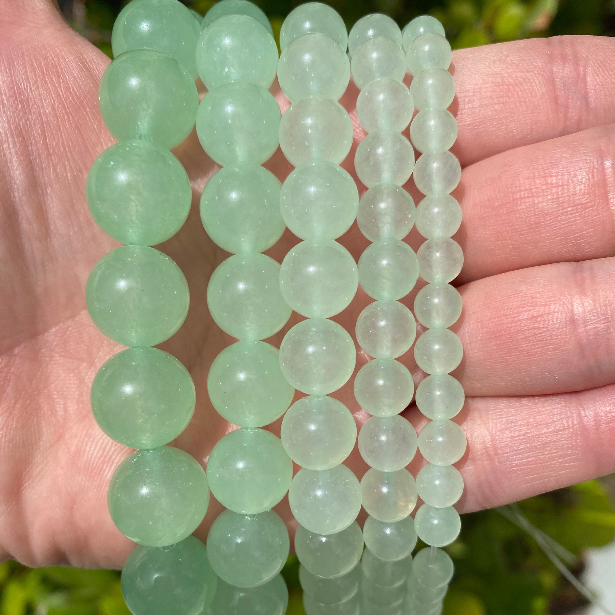 Light Green Jade Beads, Round Natural Gemstone Beads, Sold by 15 Inch  Strand