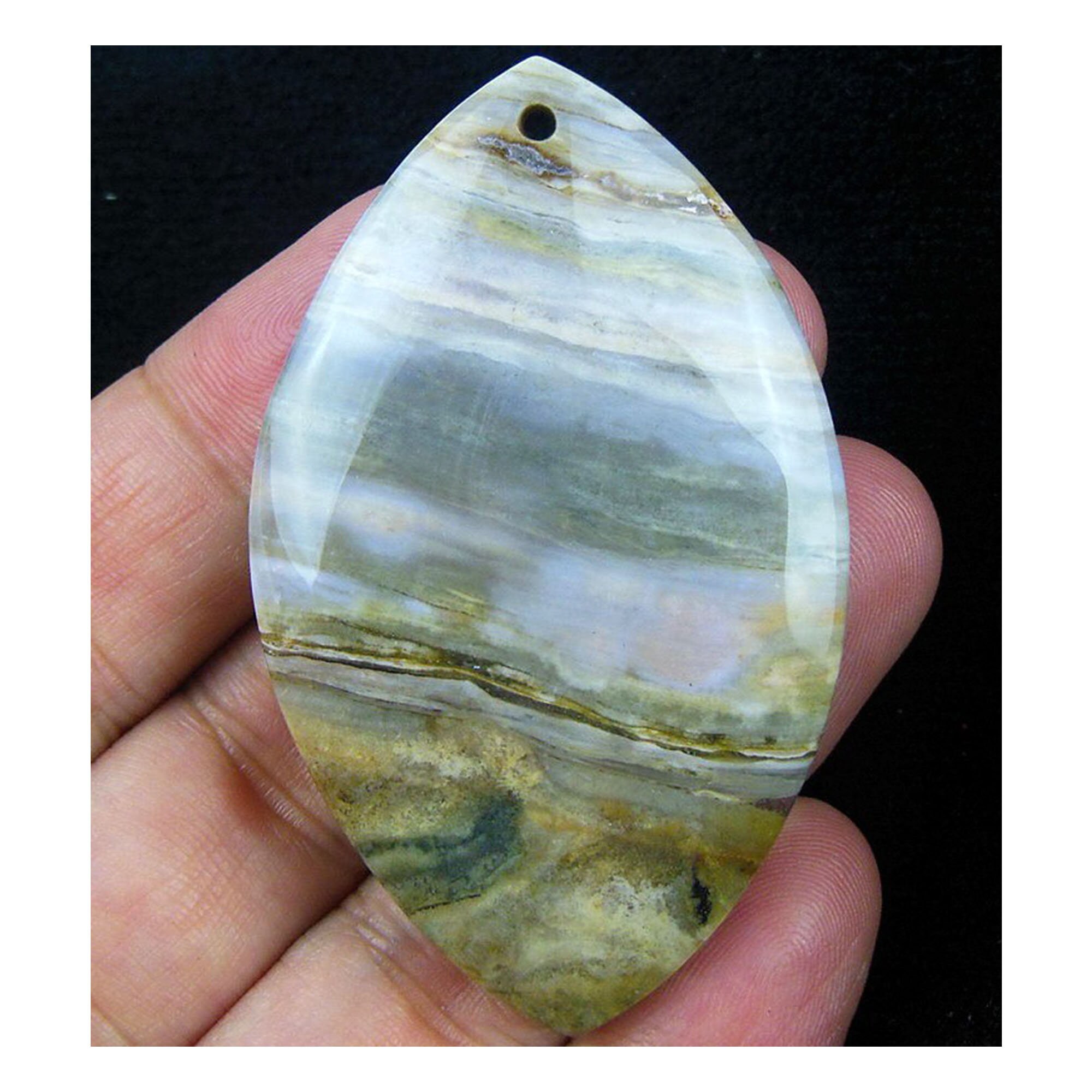 Natural Ocean Agate Horse Eye Gemstone Pendant Focal Bead 59x36x7mm D23699