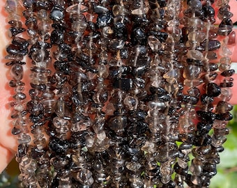 Natural Smoky Quartz Gemstone Chips Beads | Sold by 31 Inch Strand | Size 5~8mm | Hole 0.8mm