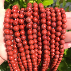 Grade A Natural Red Jasper Gemstone Round Beads | Sold by 15 Inch Strand | Size 4mm 6mm 8mm 10mm 12mm