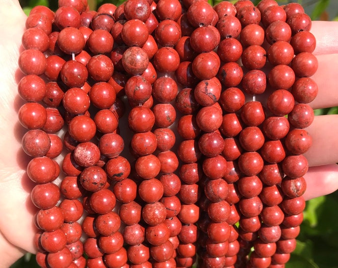 Grade A Natural Red Jasper Gemstone Round Beads | Sold by 15 Inch Strand | Size 4mm 6mm 8mm 10mm 12mm