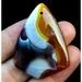 Brown Yellow Stripes Agate Shield Pendant Focal Bead 45x33x6mm B09456
