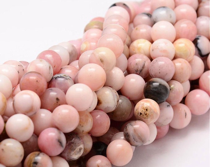 Pink Opal Beads | Round Natural Gemstone Beads | Sold by 15 Inch Strand | Size 4mm 6mm 8mm 10mm