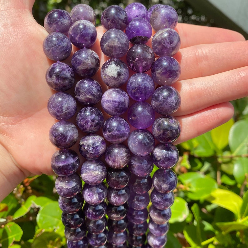 Purple Amethyst Beads Grade A Round Natural Gemstone Loose Beads Sold by 15 Inch Strand Size 4mm 6mm 8mm 10mm 12mm 14mm 14mm