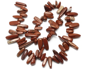 Natural Red Jasper Gemstone Nuggets Beads | Sold by 15 Inch Strand | Size 5x13x4mm-8x30x8mm | Hole 1mm