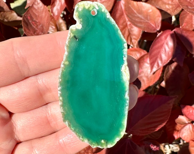 Green Striped Agate Gemstone Freeform Plate Slab Pendant Focal Bead Size 40-60mm