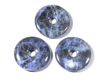 ONE Natural Blue Sodalite Gemstone Donut Pendant | Size 40mm