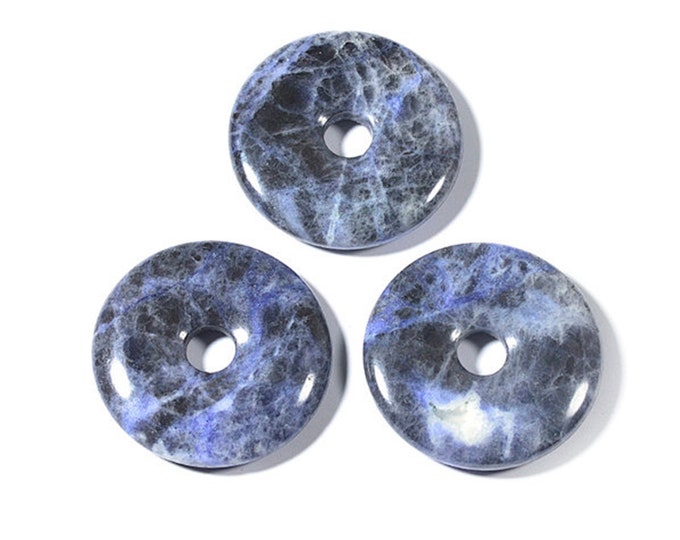 Blue Sodalite Donut Pendant | Natural Gemstone Pendant Loose Bead | Sold by Piece | Size 40mm