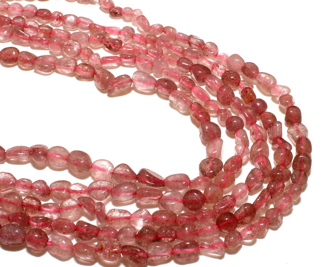 Strawberry Quartz Nuggets Beads | Grade AAA | Natural Gemstone Loose Beads | Sold by 15 Inch Strand | Size 6~8mm | Hole 0.8mm