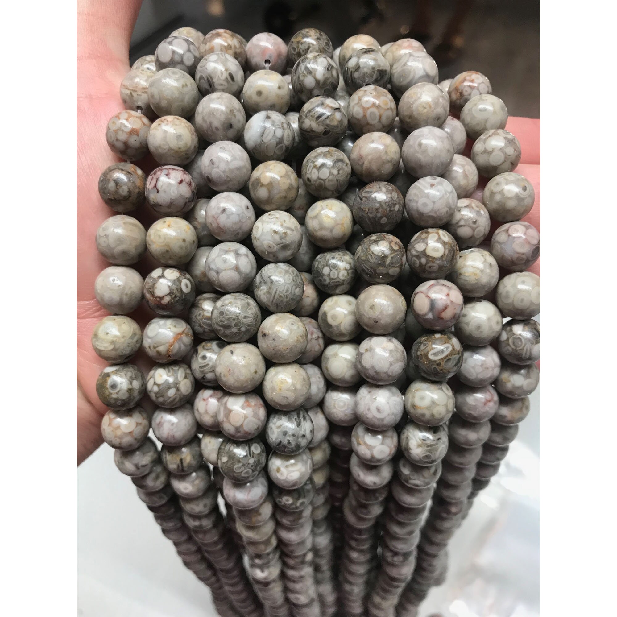 Ocean Fossil Jasper Beads Maifan Jasper Beads Round Natural