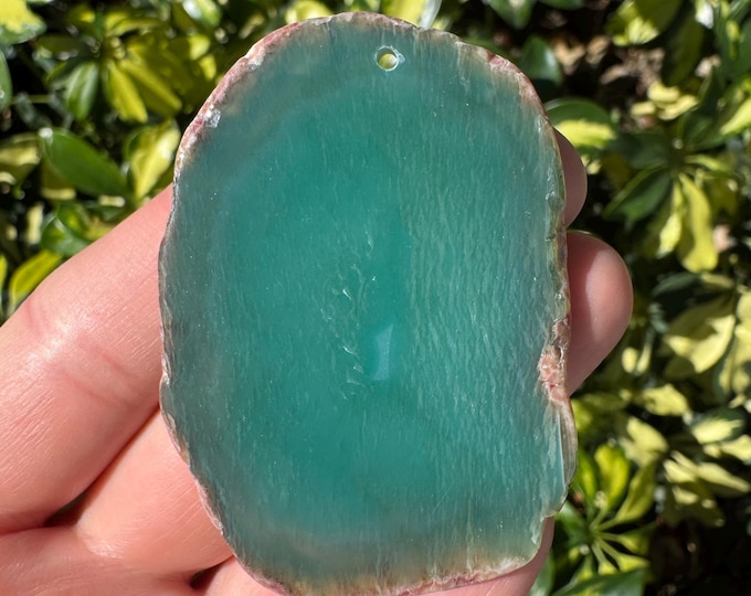 Green Striped Agate Gemstone Freeform Plate Slab Pendant Focal Bead Size 60-80mm