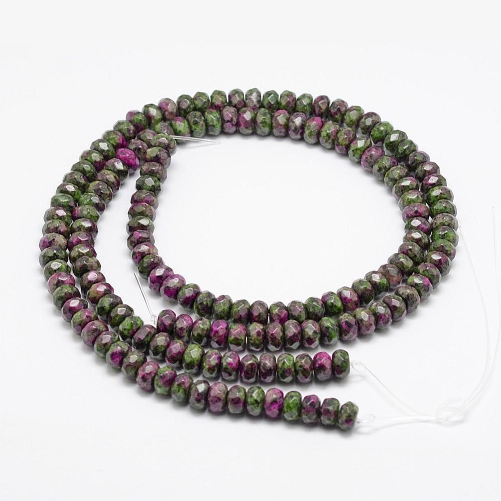 Ruby in Zoisite Faceted Rondelle Beads | Natural Gemstone Beads | Grade ...