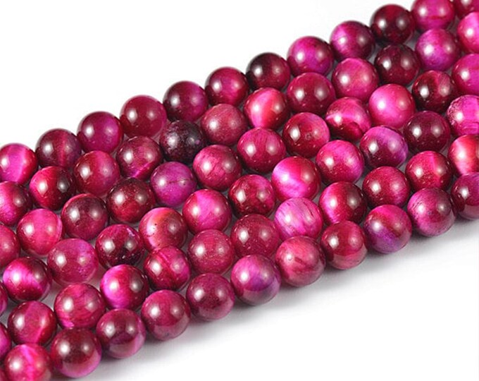 Grade A Natural Pink Tiger Eye Gemstone Round Beads | Sold by 15 Inch Full Strand | Size 6mm 8mm 10mm