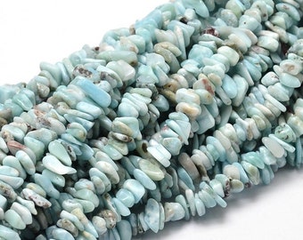 Dominican Larimar Beads | Chips Nuggets | Grade AB | Natural Gemstone Beads | Sold by 15 inch Strand | Size 5~14x4~10mm