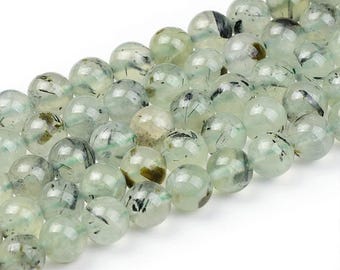 Natural Prehnite Gemstone Beads: Grade A Polished Rounds, 15 Inch Strand