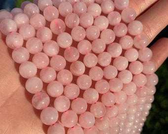 Rose Quartz Beads | Round Natural Gemstone Beads | Sold by 15 Inch Strand | Size 4mm 6mm 8mm 10mm 12mm