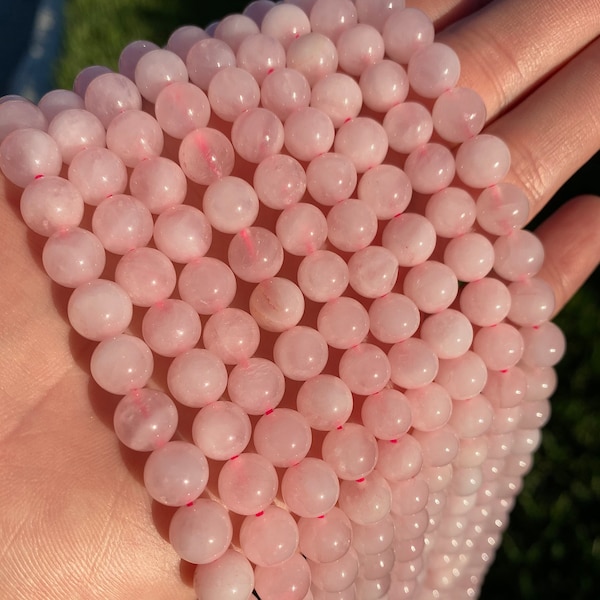 Rose Quartz Beads | Round Natural Gemstone Beads | Sold by 15 Inch Strand | Size 4mm 6mm 8mm 10mm 12mm