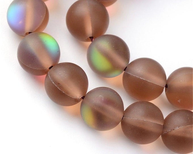 Matte Brown Mystic Aura Quartz Round Beads | Grade AAA | Sold by 15 Inch Strand | Size 6mm 8mm 10mm