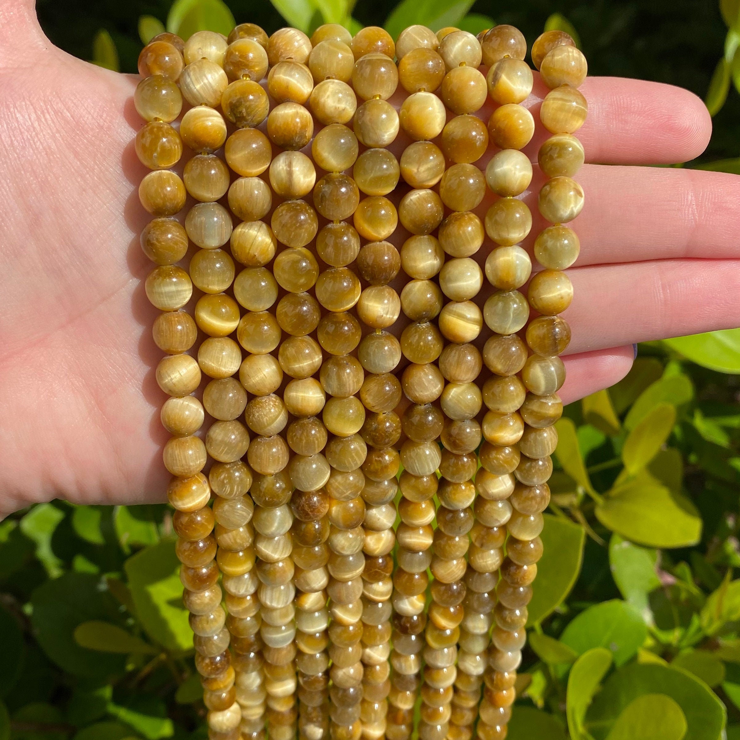 Beadia BEADIA Natural Yellow Tiger Eye Spacer Beads caps Loose