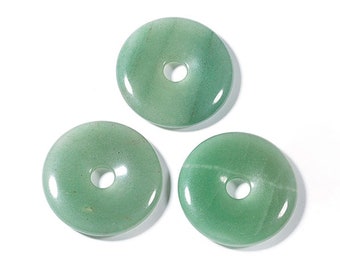 Green Aventurine Donut Pendant | Natural Gemstone Pendant Loose Bead | Sold by Piece | Size 30mm 40mm