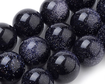 Blue Goldstone Beads | Grade A | Polished Round Synthetic Gemstone Loose Beads | Sold by 15 Inch Strand | Size 4mm 6mm 8mm 10mm 12mm