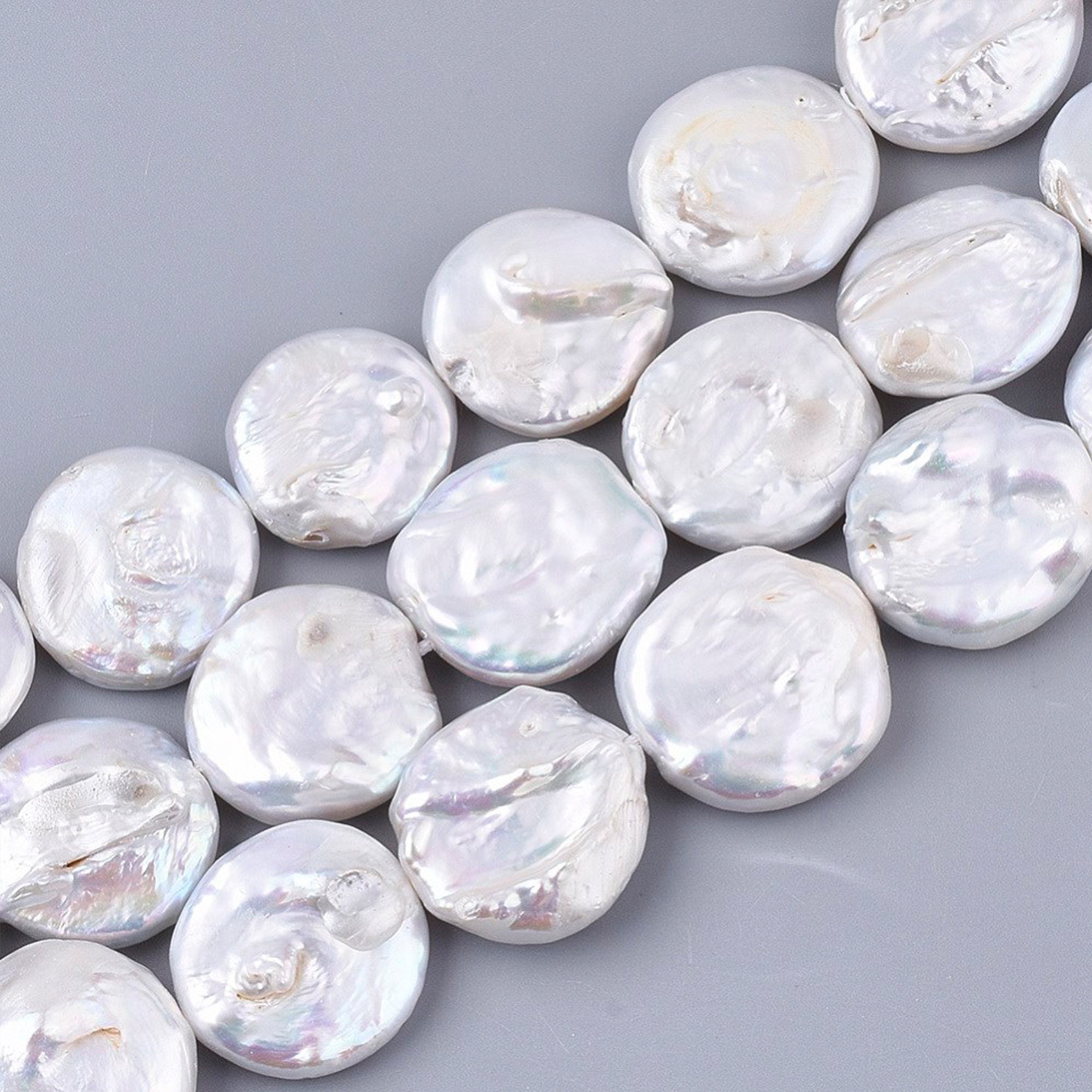 Natural Baroque Keshi Pearl Beads Grade A Flat Round Cultured