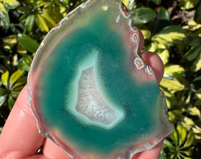 Green Striped Agate Gemstone Freeform Plate Slab Pendant Focal Bead Size 60-80mm