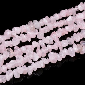 A Grade Natural Rose Quartz Gemstone Chips Beads | Sold by 32 Inch Strand | Size 5~8mm | Hole 0.5mm