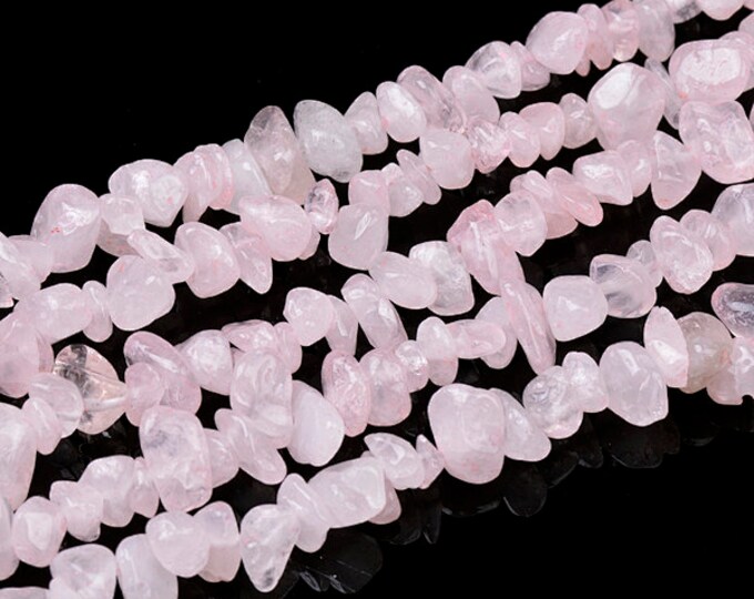 A Grade Natural Rose Quartz Gemstone Chips Beads | Sold by 32 Inch Strand | Size 5~8mm | Hole 0.5mm