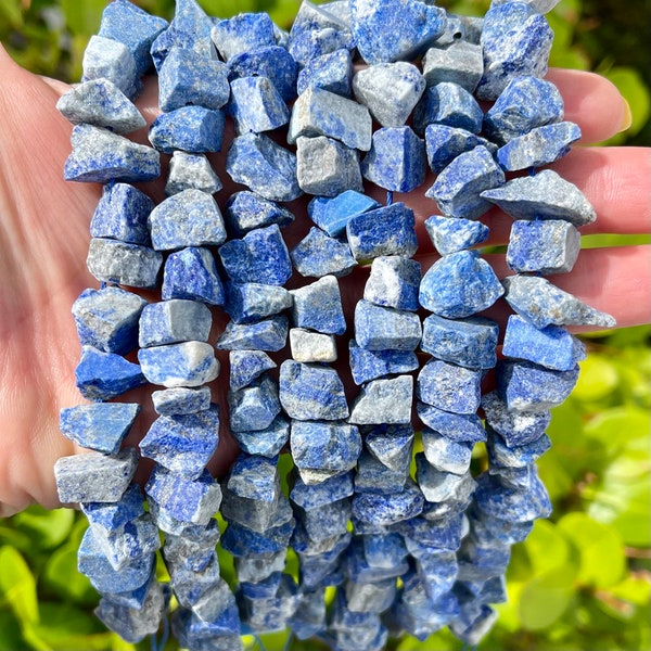 Lapis Lazuli Nuggets Beads | Drilled Raw Natural Gemstone Beads | Sold by 7 Inch Strand | Size 6-12mm