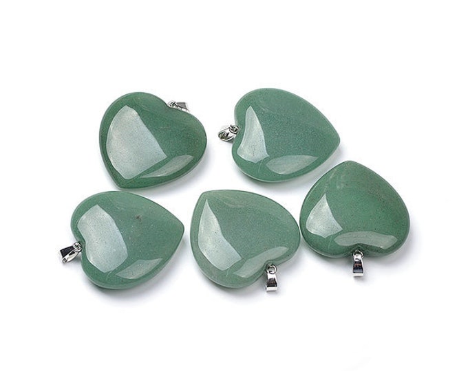 ONE Natural Green Aventurine Gemstone Heart Pendant | Size 40x40x11mm