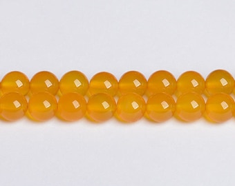 Yellow Agate Beads | Round Polished Natural Gemstone Loose Beads | Sold by 15 Inch Strand | Size 4mm 6mm 8mm 10mm 12mm