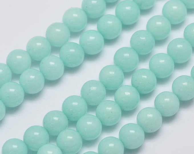 Natural Light Blue Jade Gemstone Round Beads | Sold by 15 Inch Strand | Size 4mm 6mm 8mm 10mm