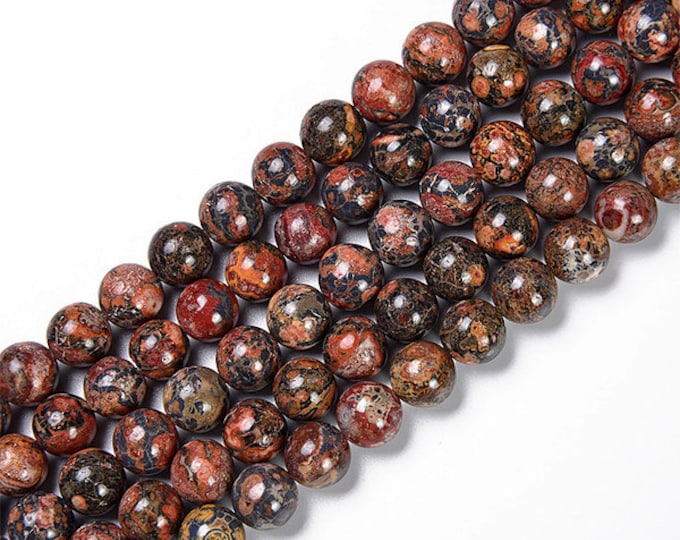 AA Grade Natural Leopard Skin Jasper Gemstone Round Beads | Sold by 15 inch Strand | Size 4mm 6mm 8mm 10mm 12mm