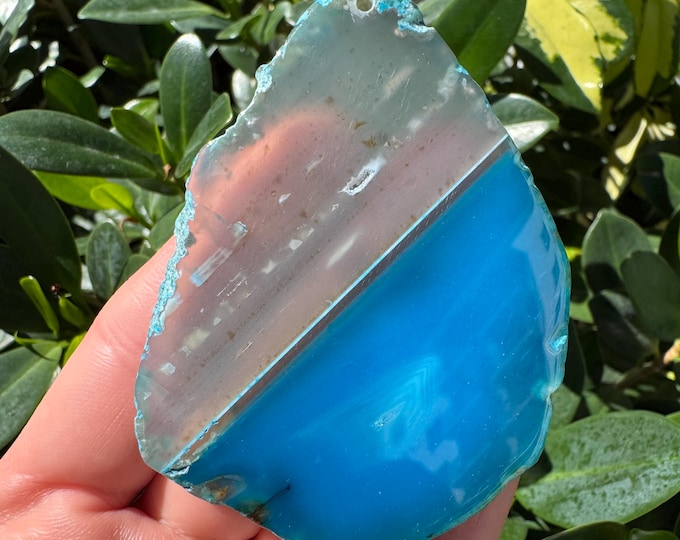 Blue Striped Agate Freeform Slab Gemstone Pendant Focal Bead Size 60-80mm