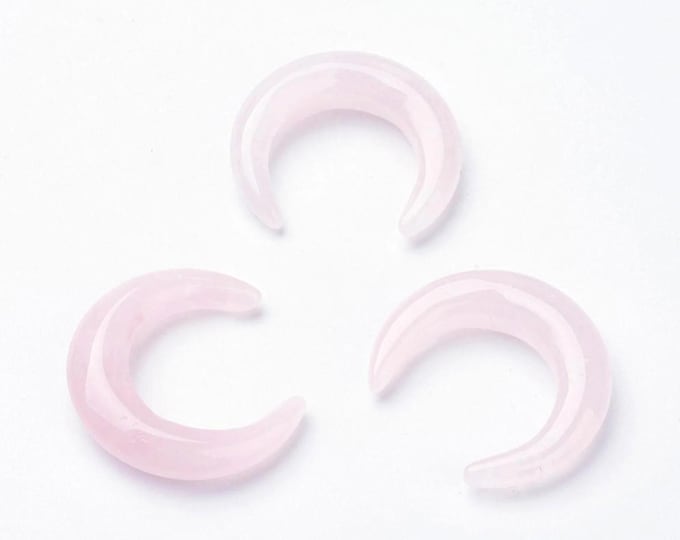 ONE Natural Rose Quartz Gemstone Moon Pendant | Size 30x27~28x5~6mm | No Hole