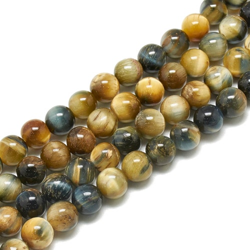 Perle Sciolte Occhio Di Tigre Oro 6/8/10mm – Filo Da 15 Pollici, Fatto A Mano In Cina