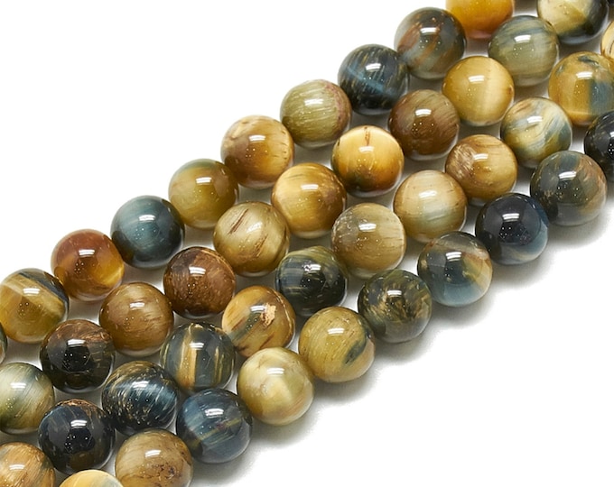Grade A Natural Golden Gray Tiger Eye Gemstone Round Beads | Sold by 15 Inch Full Strand | Size 4mm 6mm 8mm 10mm