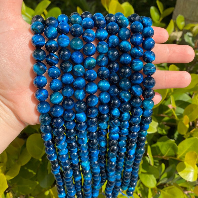 Blue Tiger Eye Beads Grade AAA Polished Round Natural Etsy