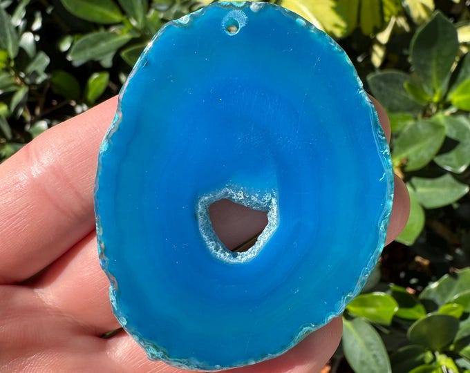 Blue Striped Agate Freeform Slab Gemstone Pendant Focal Bead Size 60-80mm