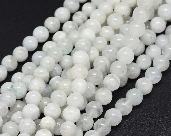 Natural Moonstone Beads | Grade A | Round Gemstone Loose Beads | Sold by 15 Inch Strand | Size 6mm 8mm