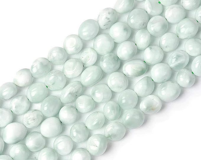 Natural Green Angelite Gemstone Polished Nuggets | Sold by 15 Inch Strand | Size 5-9mm