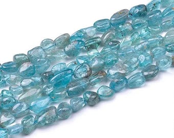 A Grade Natural Light Blue Apatite Gemstone Nuggets Beads | Sold by 15 Inch Strand | Size 5-8mm | Hole 0.8mm