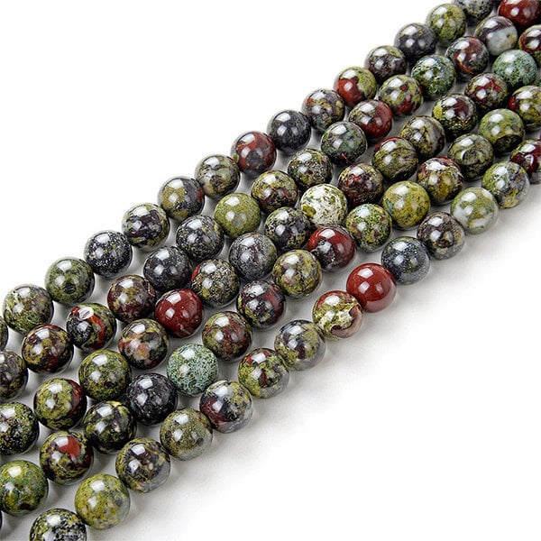 AA Grade Natural Dragon Blood Jasper Gemstone Round Beads | Sold by 15 Inch Strand | Size 4mm 6mm 8mm 10mm