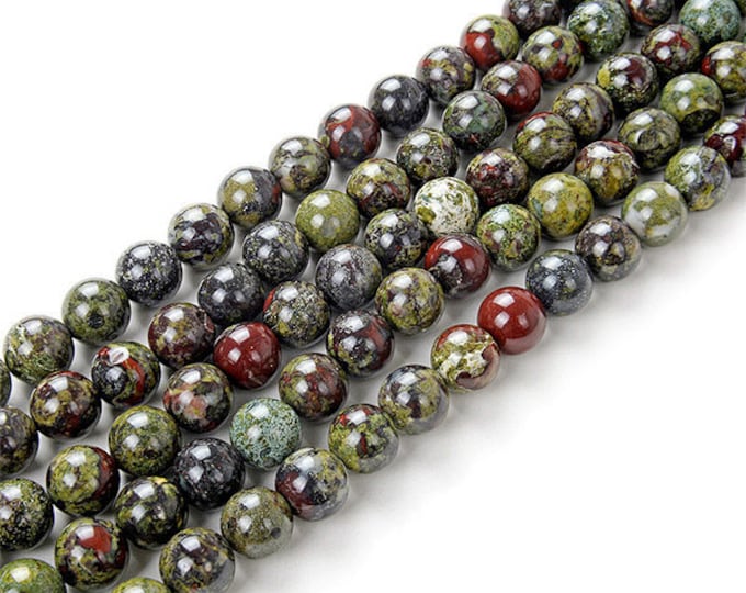 AA Grade Natural Dragon Blood Jasper Gemstone Round Beads | Sold by 15 Inch Strand | Size 4mm 6mm 8mm 10mm